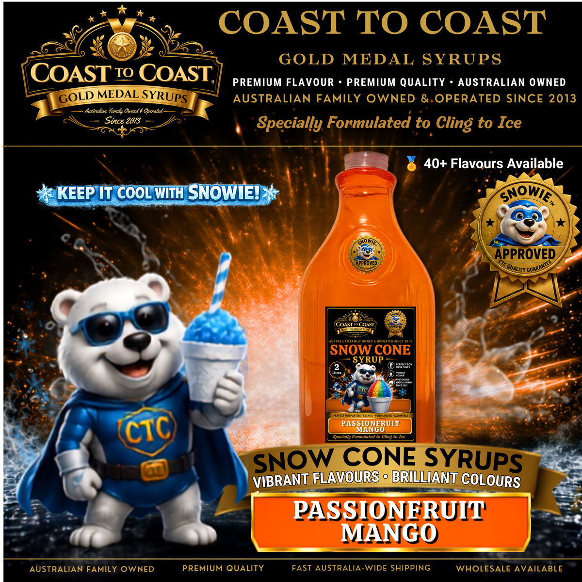 Passionfruit Mango Snow Cone Syrups 2ltr - Coast to Coast Gold Medal Syrups®