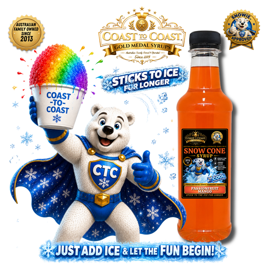 Passionfruit Mango Snow Cone Syrups 375ml - Coast to Coast Gold Medal Syrups®