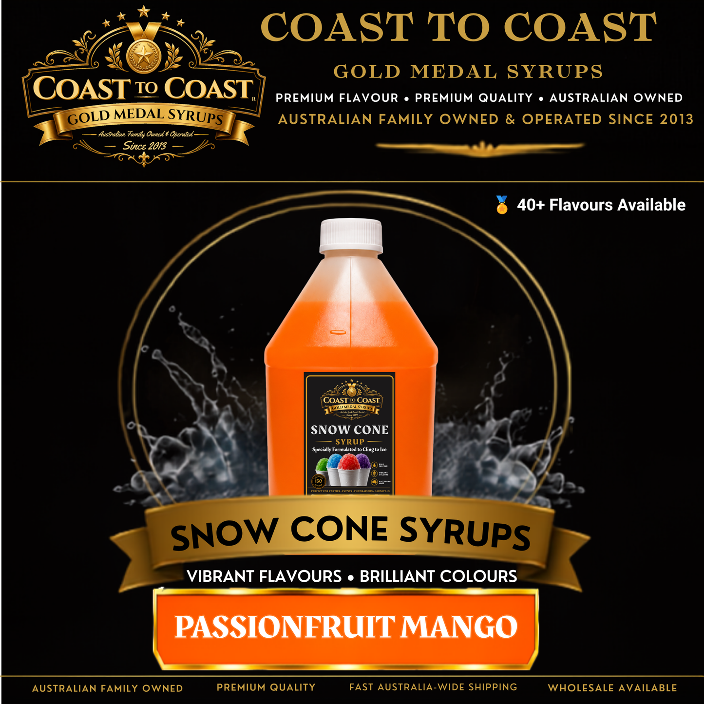 Passionfruit Mango Snow Cone Syrups 4ltr - Coast to Coast Gold Medal Syrups®