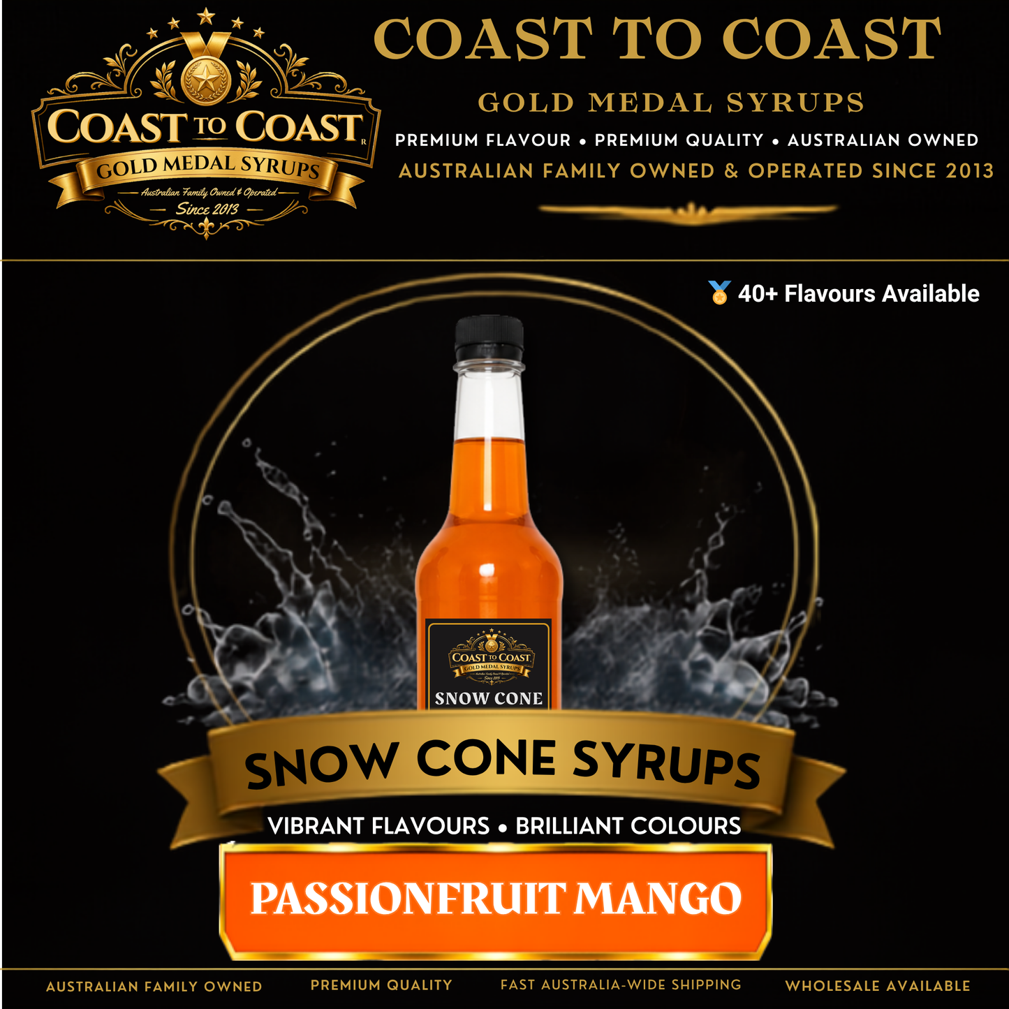 Passionfruit Mango Snow Cone Syrups 750ml - Coast to Coast Gold Medal Syrups®