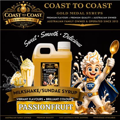Passionfruit, Milkshake/Sundae toppings 1ltr - Coast to Coast Gold Medal Syrups®