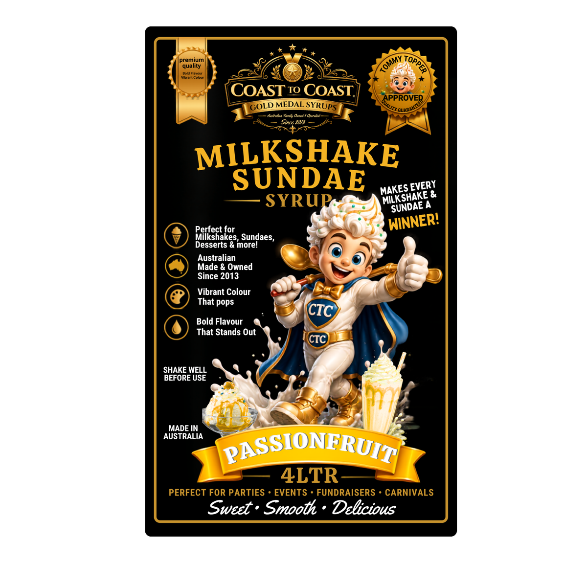 Passionfruit, Milkshake-Sundae Toppings 4ltr - Coast to Coast Gold Medal Syrups®