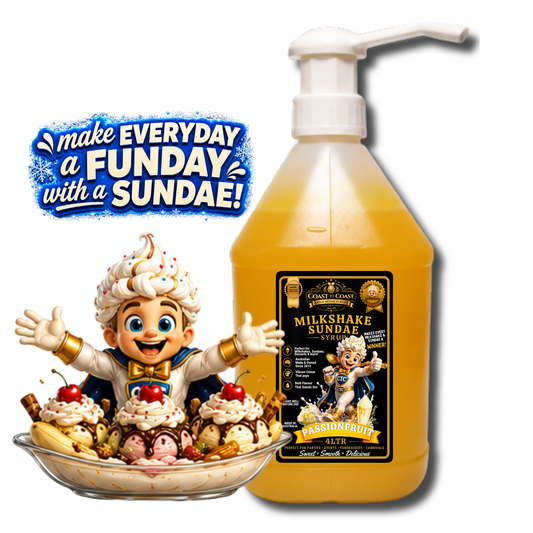 Passionfruit, Milkshake-Sundae Toppings 4ltr with pump, Coast to Coast Gold Medal Syrups®