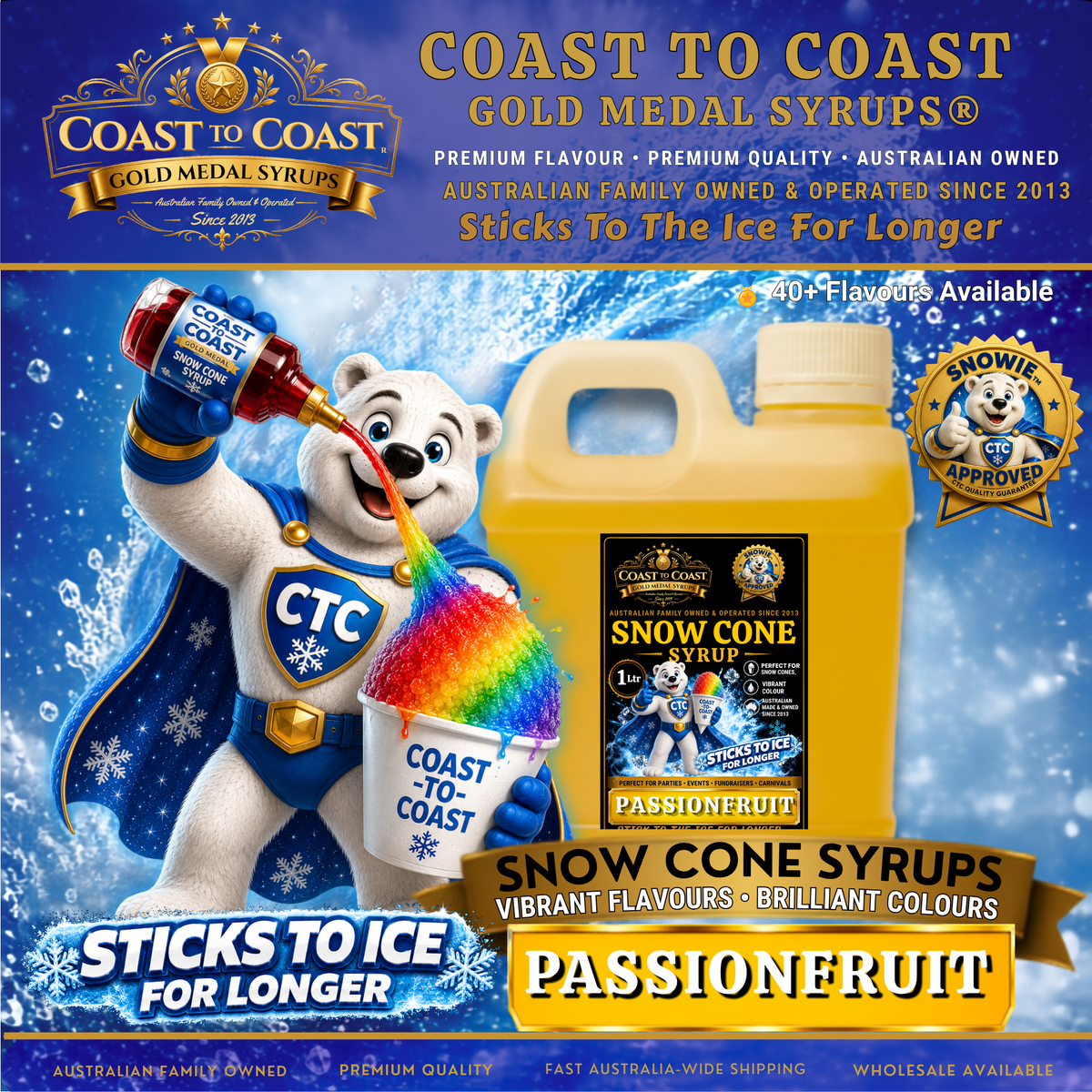 Passionfruit Snow Cone Syrups 1ltr - Coast to Coast Gold Medal Syrups®