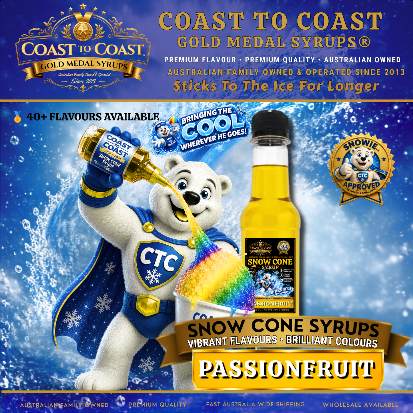 Passionfruit Snow Cone Syrups 250ml - Coast to Coast Gold Medal Syrups®