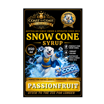 Passionfruit Snow Cone Syrups 250ml - Coast to Coast Gold Medal Syrups®
