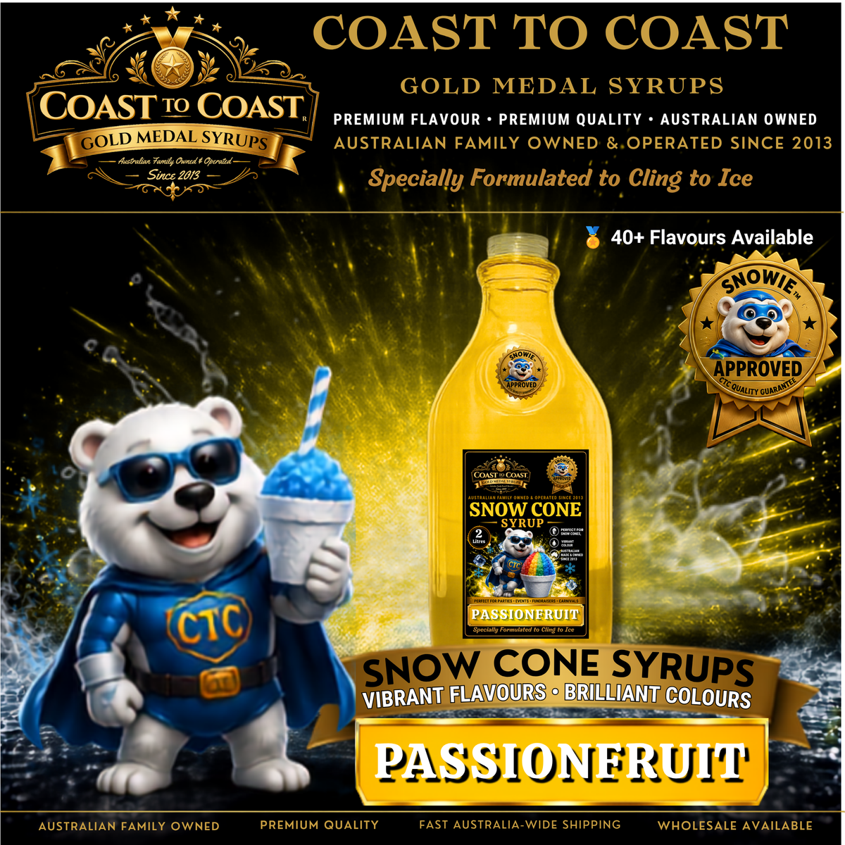 Passionfruit Snow Cone Syrups 2ltr - Coast to Coast Gold Medal Syrups®