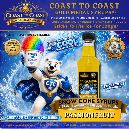Passionfruit Snow Cone Syrups 375ml - Coast to Coast Gold Medal Syrups®