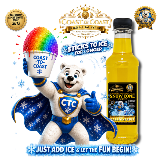 Passionfruit Snow Cone Syrups 375ml - Coast to Coast Gold Medal Syrups®