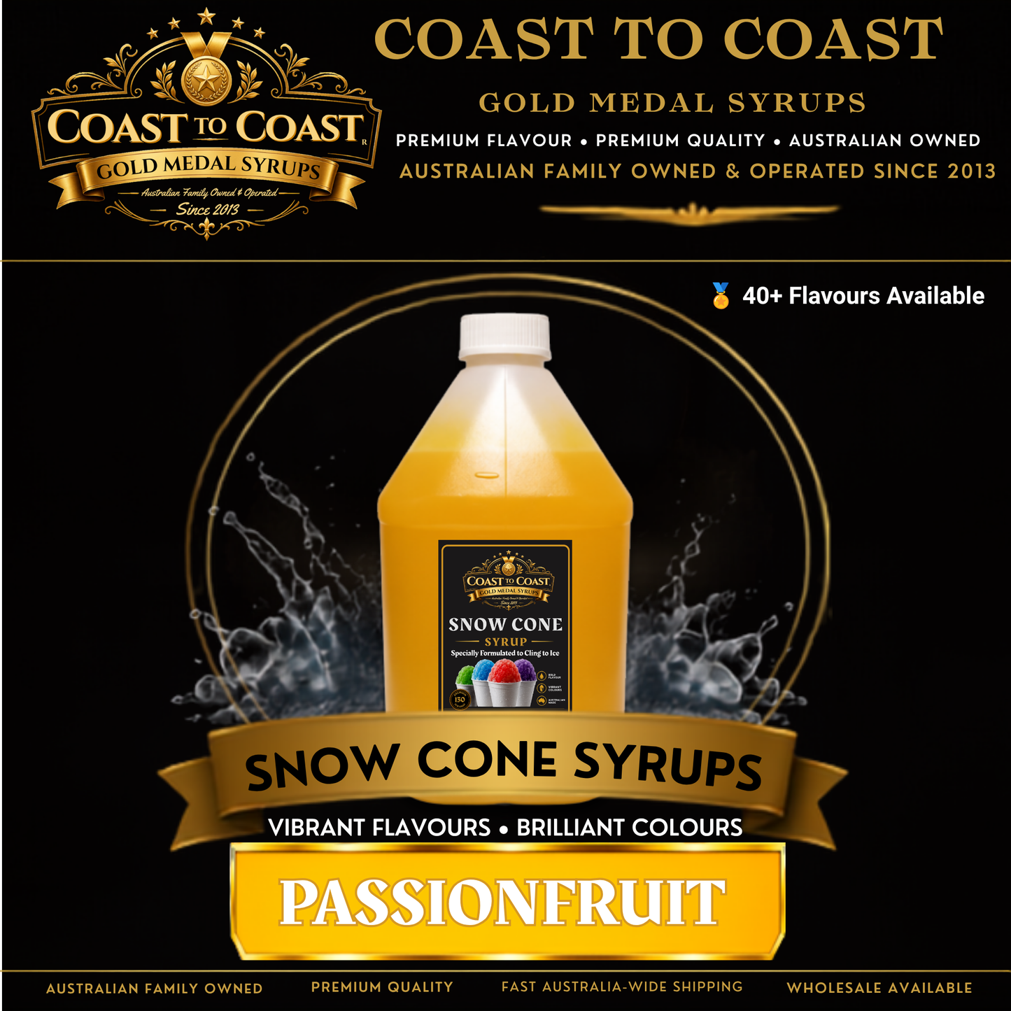 Passionfruit Snow Cone Syrups 4ltr - Coast to Coast Gold Medal Syrups®