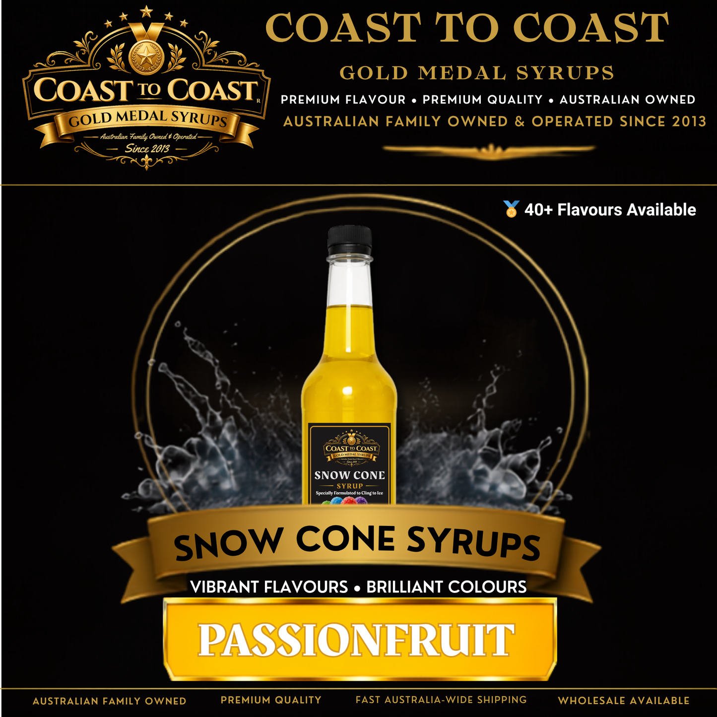 Passionfruit Snow Cone Syrups 750ml - Coast to Coast Gold Medal Syrups®