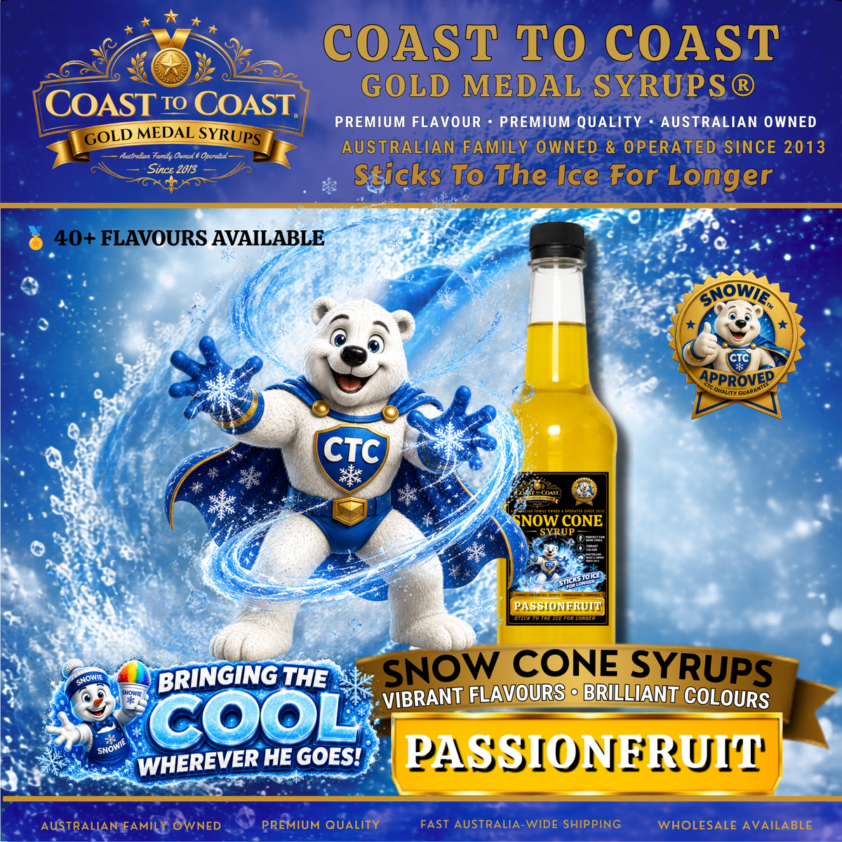 Passionfruit Snow Cone Syrups 750ml - Coast to Coast Gold Medal Syrups®