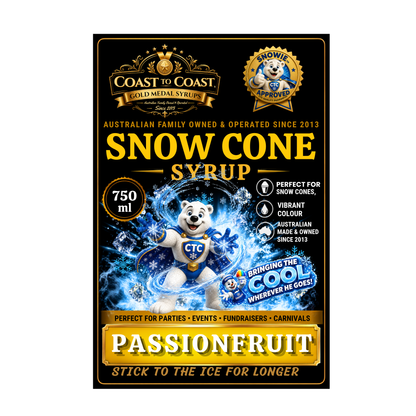 Passionfruit Snow Cone Syrups 750ml - Coast to Coast Gold Medal Syrups®