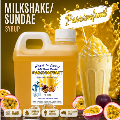 #2 Passionfruit, Milkshake/Sundae toppings 1ltr, Coast to Coast Gold Medal Syrups®