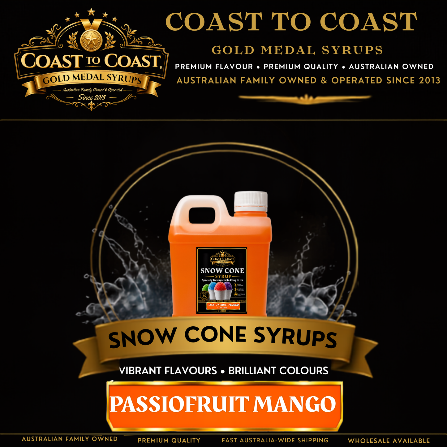 Passionfruit Mango Snow Cone Syrups 1ltr - Coast to Coast Gold Medal Syrups®