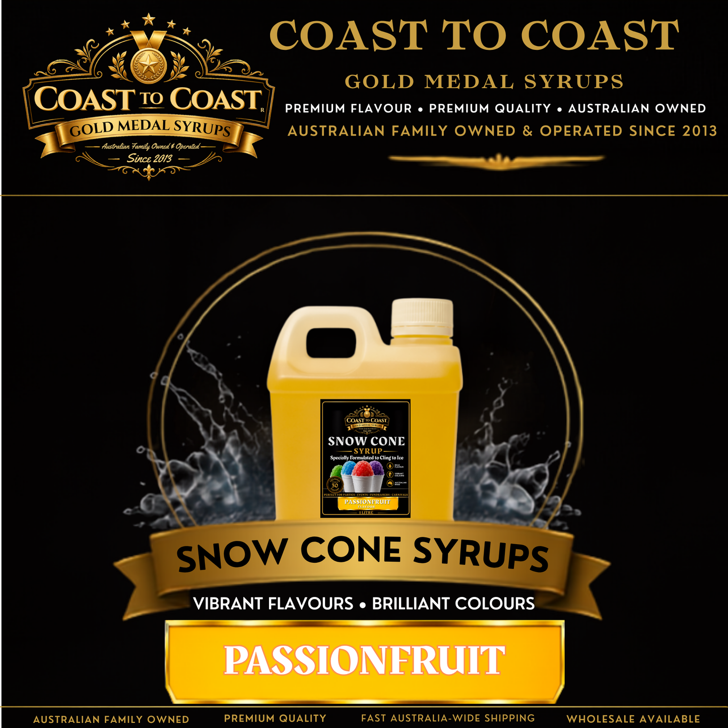 Passionfruit Snow Cone Syrups 1ltr - Coast to Coast Gold Medal Syrups®