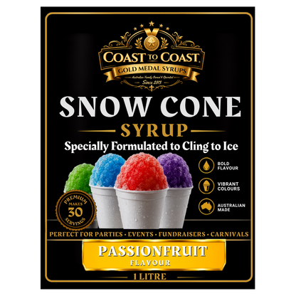 Passionfruit Snow Cone Syrups 1ltr - Coast to Coast Gold Medal Syrups®