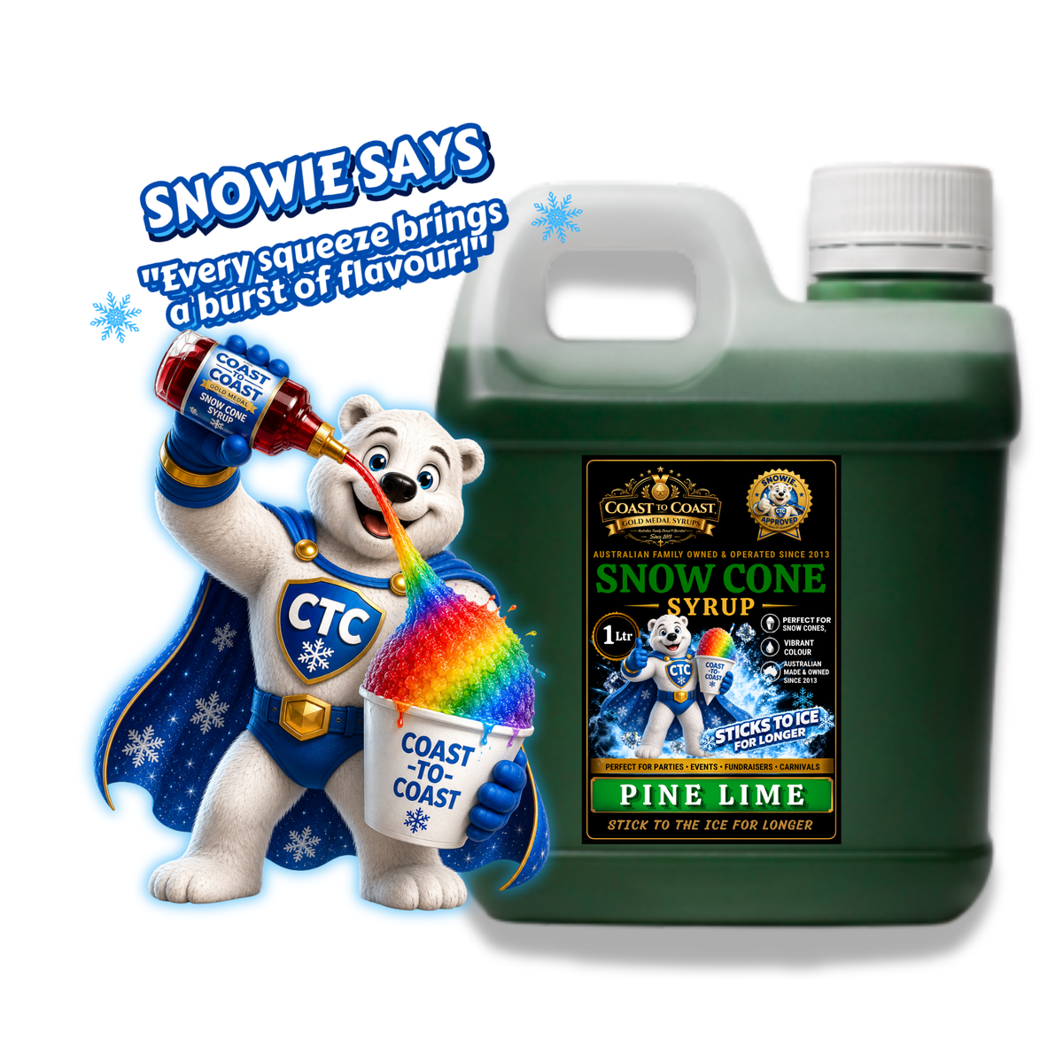 Pine Lime Snow Cone Syrups 1ltr - Coast to Coast Gold Medal Syrups®