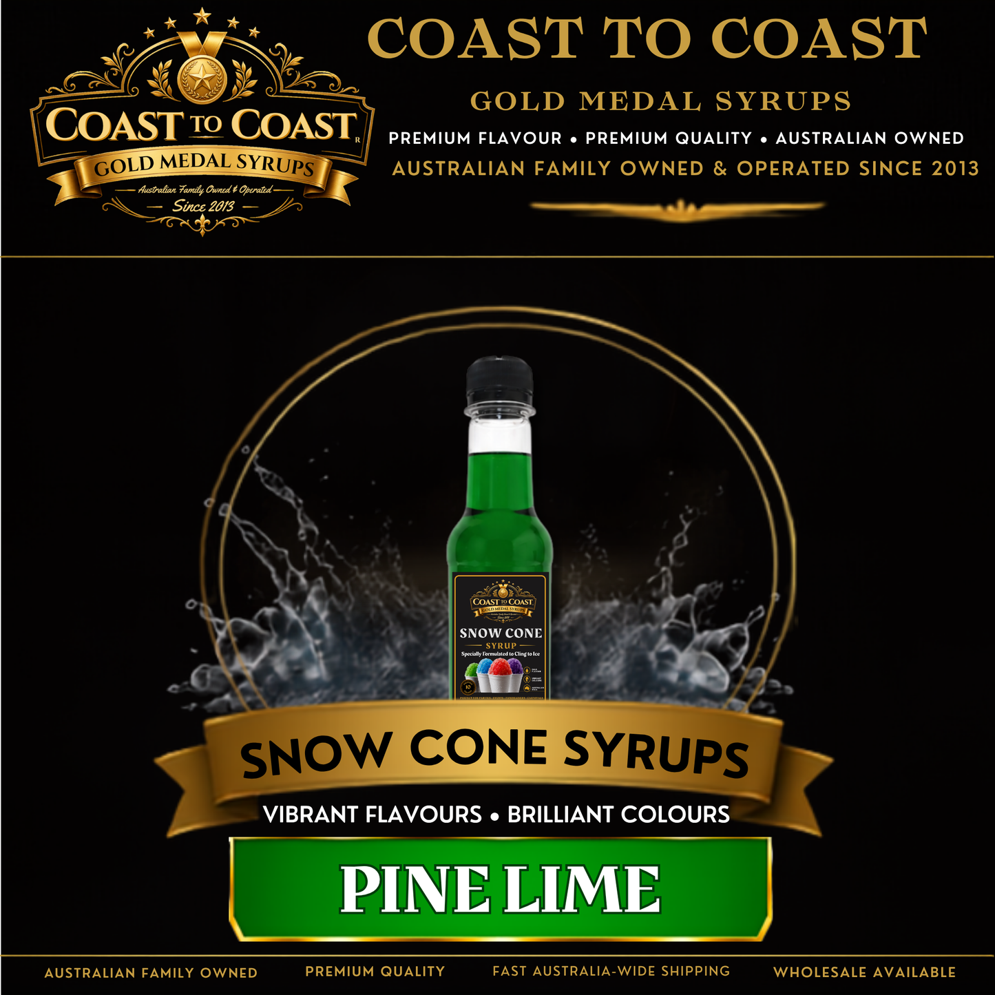 Pine Lime Snow Cone Syrups 250ml - Coast to Coast Gold Medal Syrups®