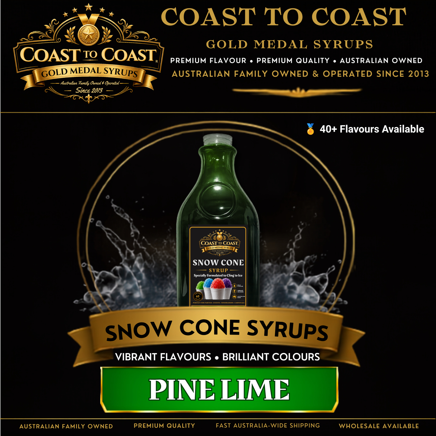 Pine Lime Snow Cone Syrups 2ltr - Coast to Coast Gold Medal Syrups®