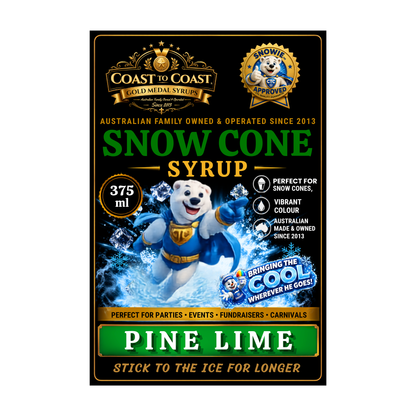 Pine Lime Snow Cone Syrup 375ml – Premium Ice Syrup - Coast to Coast Gold Medal Syrups®