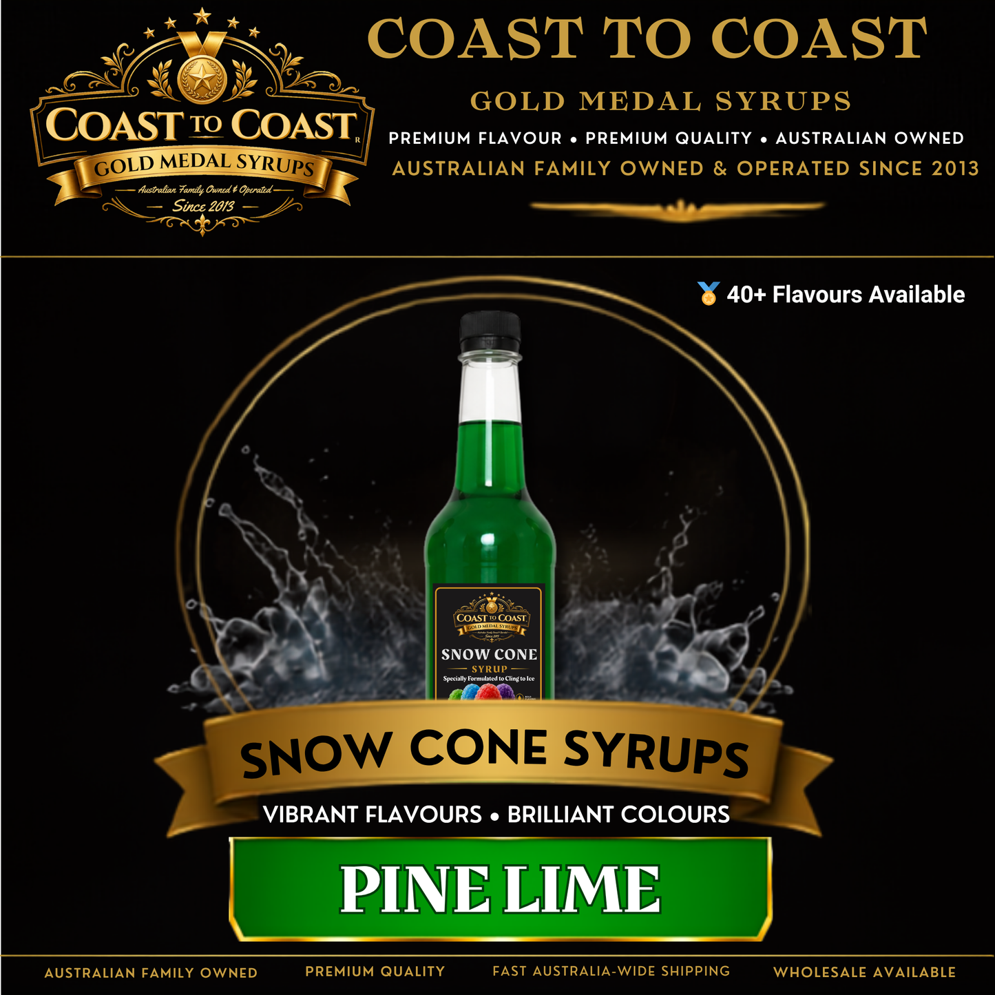 Pine Lime Snow Cone Syrups 750ml - Coast to Coast Gold Medal Syrups®