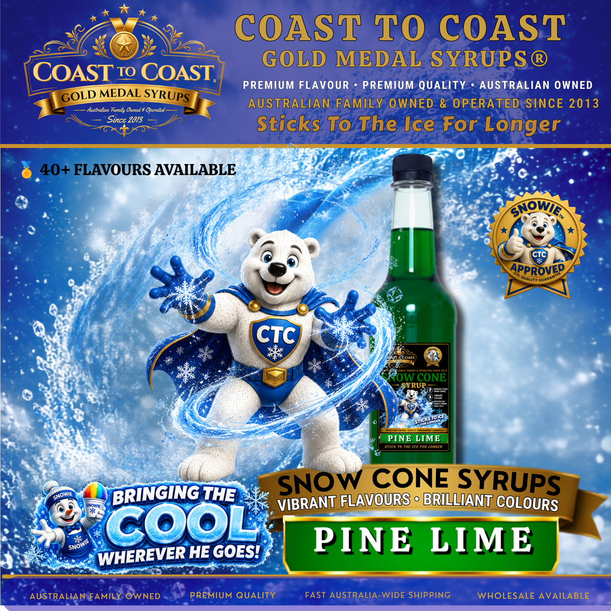 Pine Lime Snow Cone Syrups 750ml - Coast to Coast Gold Medal Syrups®