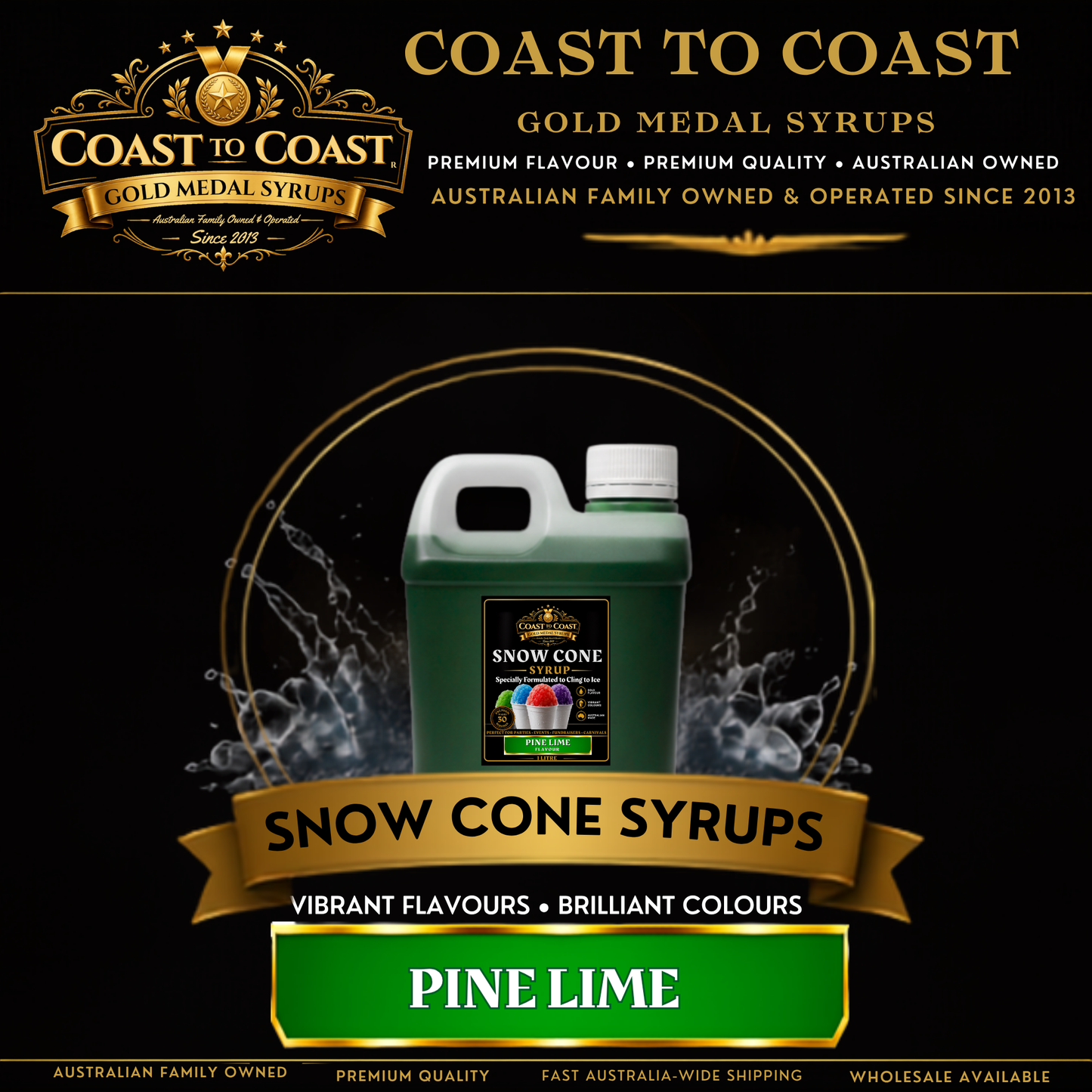 Pine Lime Snow Cone Syrups 1ltr - Coast to Coast Gold Medal Syrups®