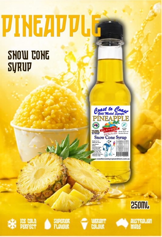 1.Pineapple Snow Cone Syrup 250ml – Premium Ice Syrup | Coast to Coast Gold Medal Syrups®