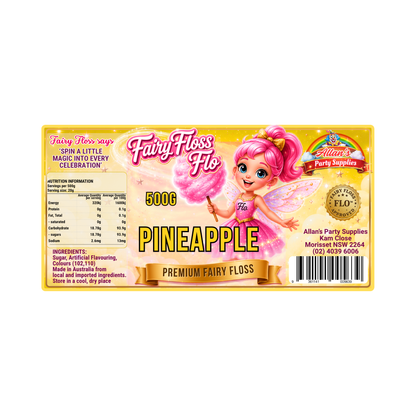 Pineapple Fairy Floss Sugar – 500g Jar - Allan's Party Supplies