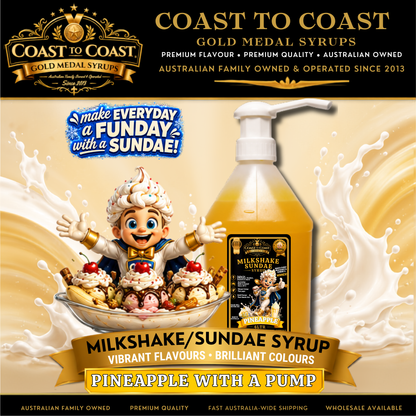 Pineapple, Milkshake-Sundae Toppings 4ltr with pump - Coast to Coast Gold Medal Syrups®