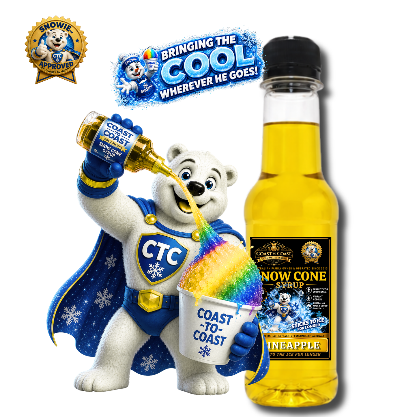 Pineapple Snow Cone Syrups 250ml - Coast to Coast Gold Medal Syrups®