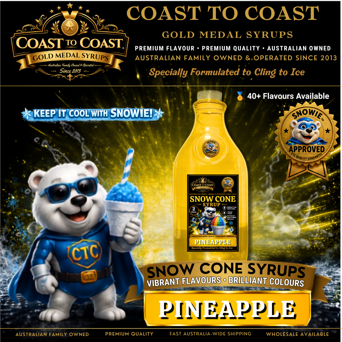 Pineapple Snow Cone Syrups 2ltr - Coast to Coast Gold Medal Syrups®