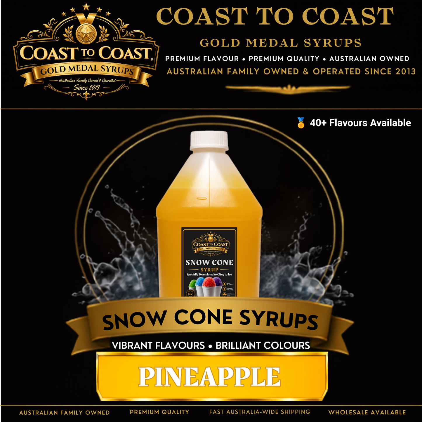 Pineapple Snow Cone Syrups 4ltr - Coast to Coast Gold Medal Syrups®