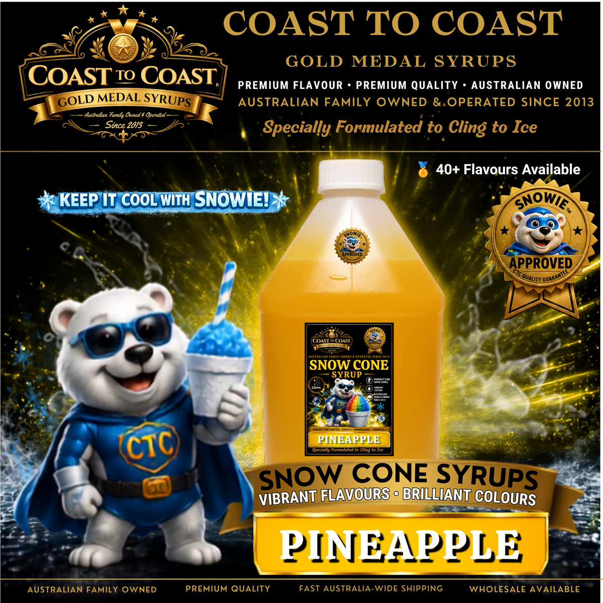 Pineapple Snow Cone Syrups 4ltr - Coast to Coast Gold Medal Syrups®