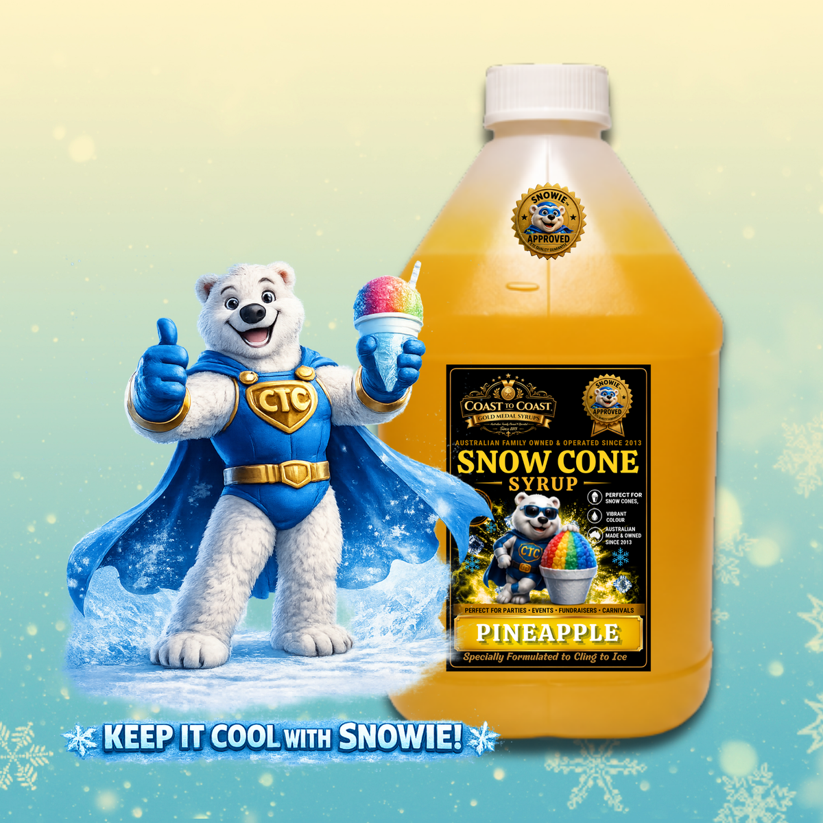 Pineapple Snow Cone Syrups 4ltr - Coast to Coast Gold Medal Syrups®