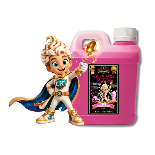 Pink Bubble Gum, Milkshake/Sundae toppings 1ltr - Coast to Coast Gold Medal Syrups®