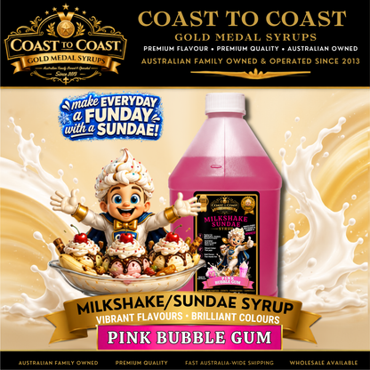 Pink Bubble Gum, Milkshake-Sundae Toppings 4ltr - Coast to Coast Gold Medal Syrups®
