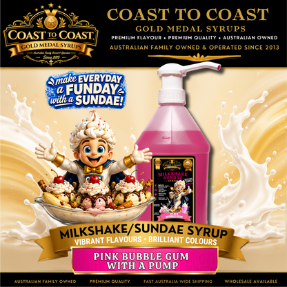 Pink Bubble Gum, Milkshake-Sundae Toppings 4ltr with pump - Coast to Coast Gold Medal Syrups®