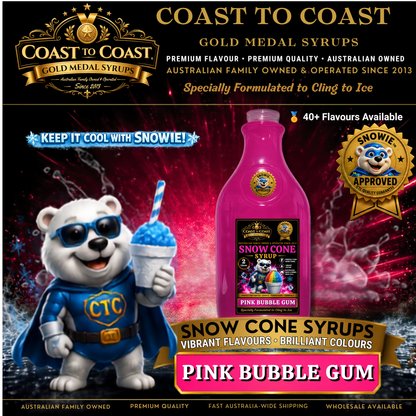 Pink Bubble Gum Snow Cone Syrups 2ltr - Coast to Coast Gold Medal Syrups®