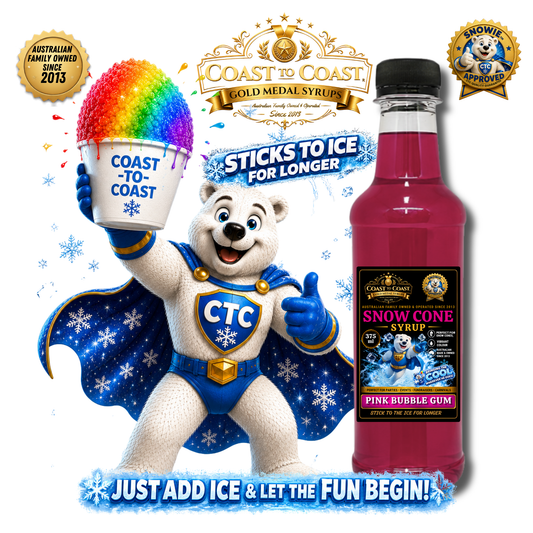 Pink Bubble Gum Snow Cone Syrup 375ml – Premium Ice Syrup | Coast to Coast Gold Medal Syrups®