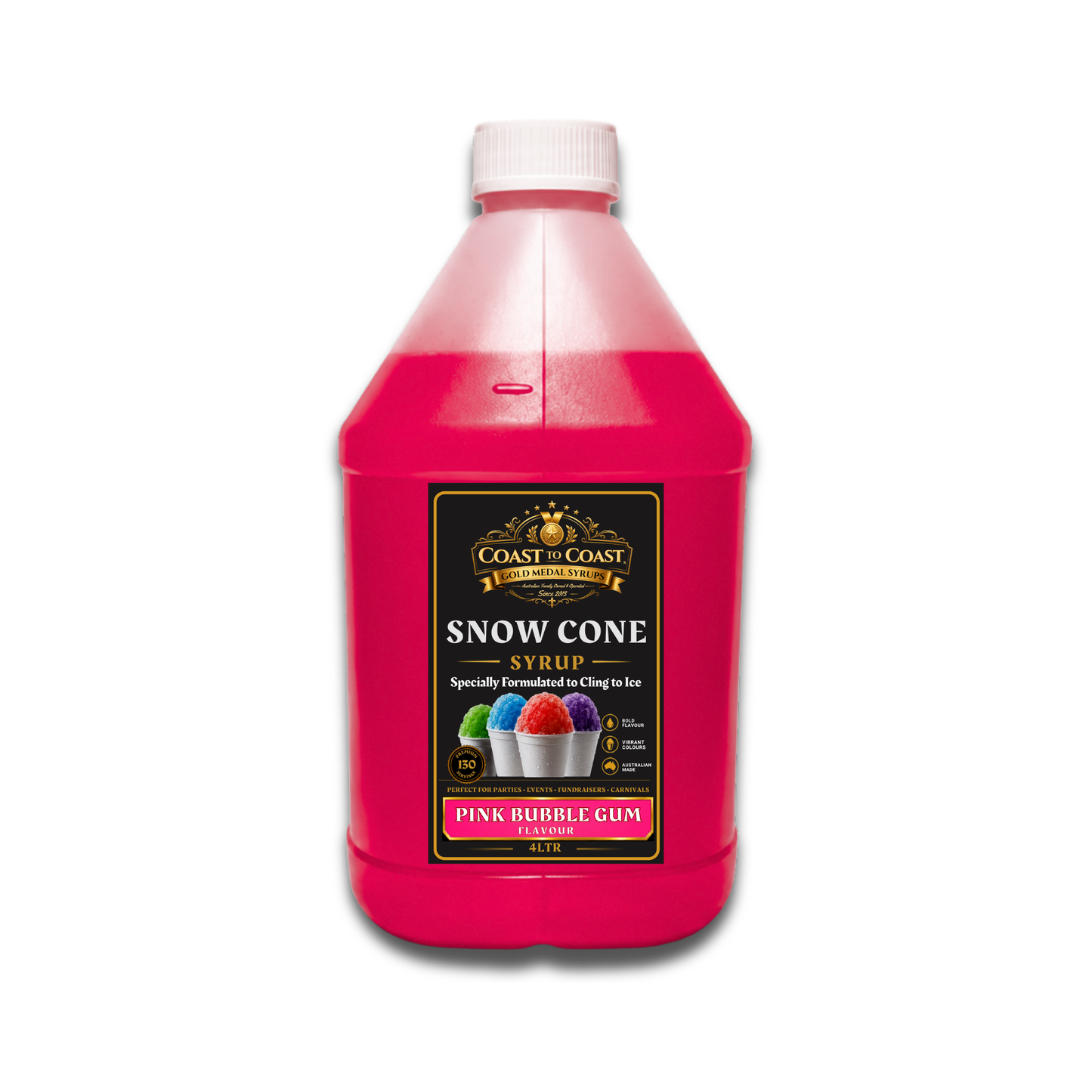 Pink Bubble Gum Snow Cone Syrups 4ltr - Coast to Coast Gold Medal Syrups®