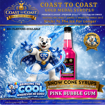Pink Bubble Gum Snow Cone Syrups 750ml - Coast to Coast Gold Medal Syrups®