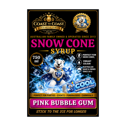 Pink Bubble Gum Snow Cone Syrups 750ml - Coast to Coast Gold Medal Syrups®