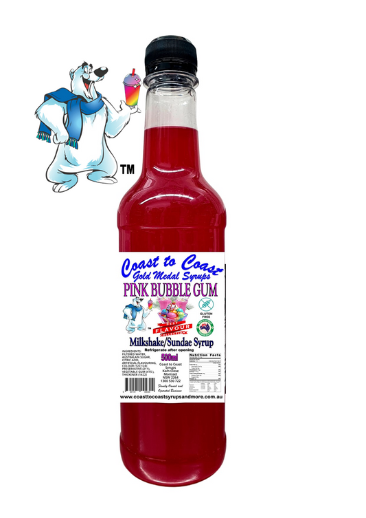#1 Pink Bubble Gum, Milkshake/Sundae toppings 500ml, Coast to Coast Gold Medal Syrups®