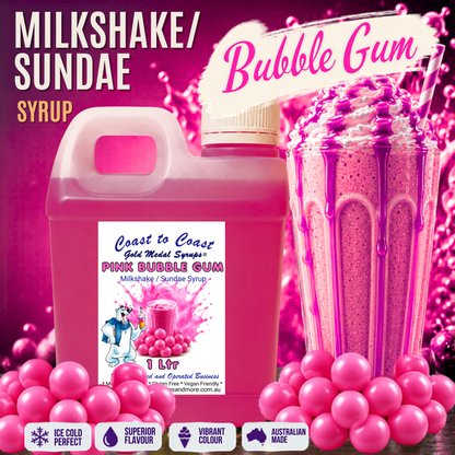 #2 Pink Bubble Gum, Milkshake/Sundae toppings 1ltr, Coast to Coast Gold Medal Syrups®