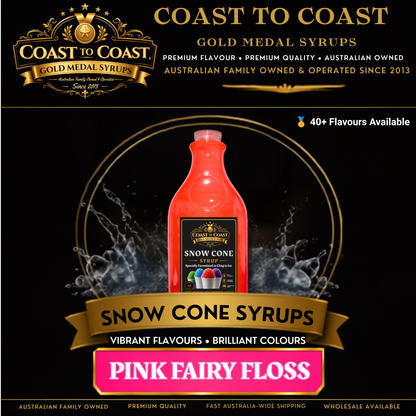 Pink Fairy Floss Snow Cone Syrups 2ltr - Coast to Coast Gold Medal Syrups®