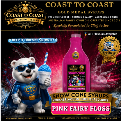 Pink Fairy Floss Snow Cone Syrups 2ltr - Coast to Coast Gold Medal Syrups®