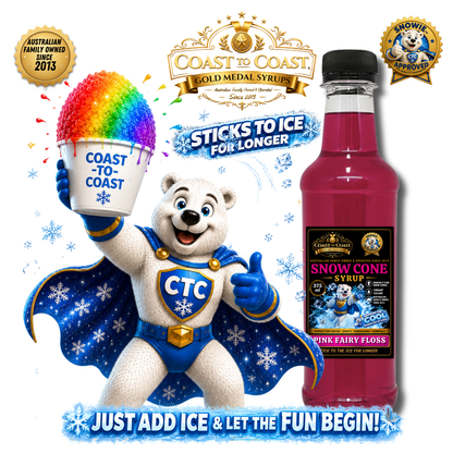 Pink Fairy Floss  Snow Cone Syrups 375ml - Coast to Coast Gold Medal Syrups®