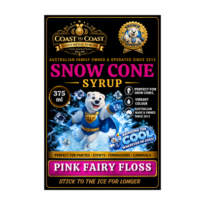 Pink Fairy Floss  Snow Cone Syrups 375ml - Coast to Coast Gold Medal Syrups®